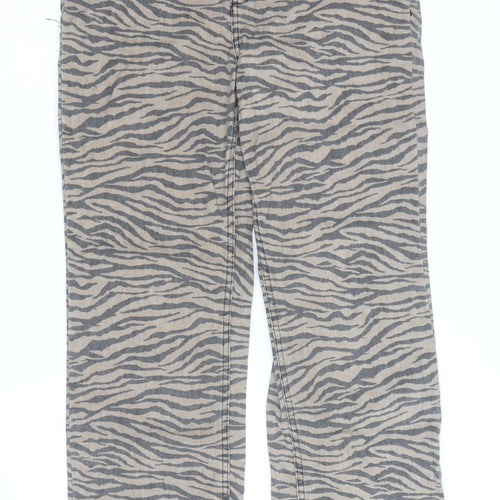 Denim Co. Women’s Beige Animal Print Straight Jeans Size 16
