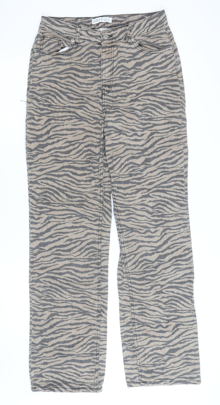 Denim Co. Women’s Beige Animal Print Straight Jeans Size 16