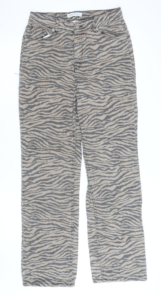 Denim Co. Women’s Beige Animal Print Straight Jeans Size 16