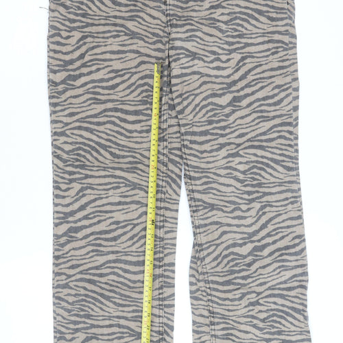 Denim Co. Women’s Beige Animal Print Straight Jeans Size 16