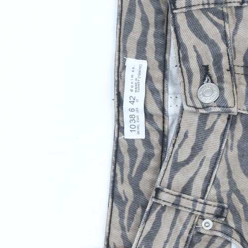 Denim Co. Women’s Beige Animal Print Straight Jeans Size 16