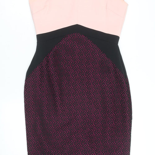 Hybrid Women’s Pink Black Colourblock Bodycon Dress Size 14