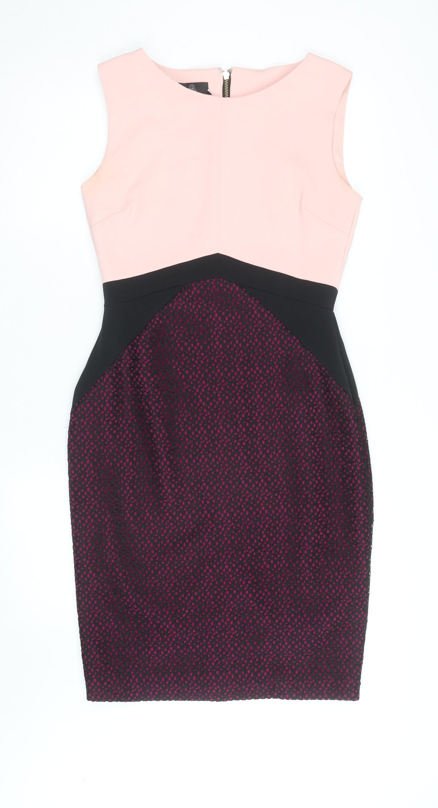 Hybrid Women’s Pink Black Colourblock Bodycon Dress Size 14