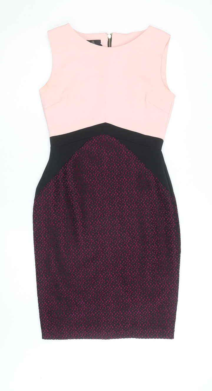 Hybrid Women’s Pink Black Colourblock Bodycon Dress Size 14