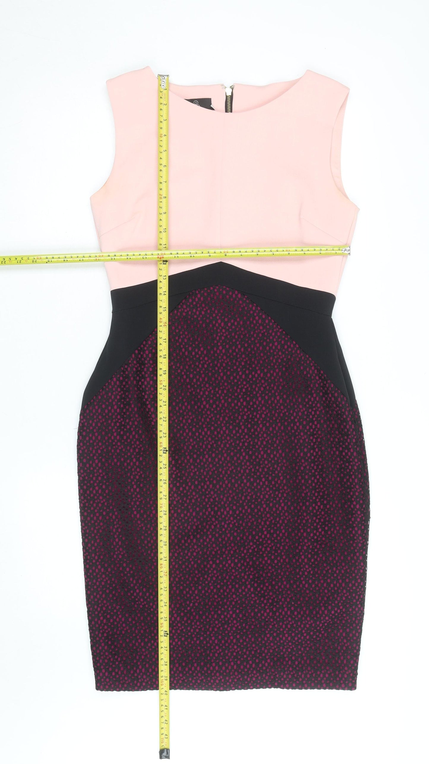 Hybrid Women’s Pink Black Colourblock Bodycon Dress Size 14