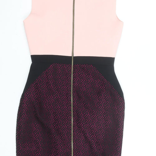 Hybrid Women’s Pink Black Colourblock Bodycon Dress Size 14