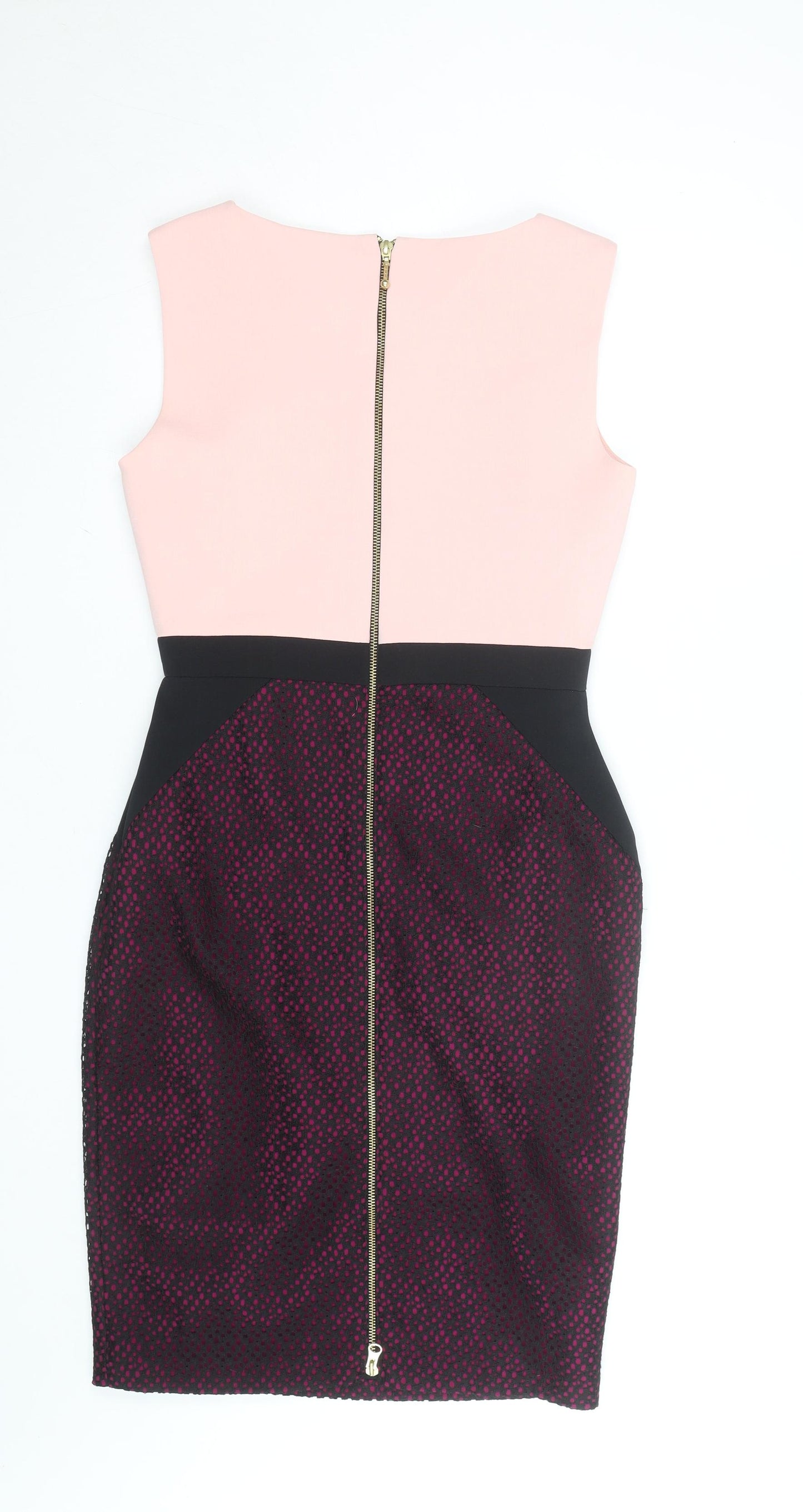 Hybrid Women’s Pink Black Colourblock Bodycon Dress Size 14