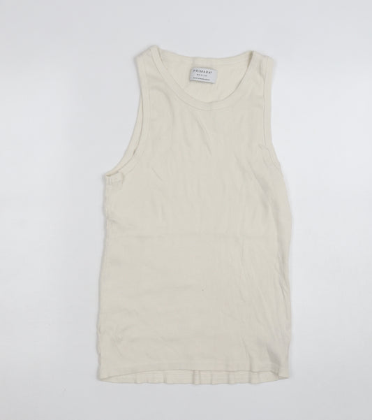 Primark Men's Ivory Sleeveless Cotton Vest Top Size M