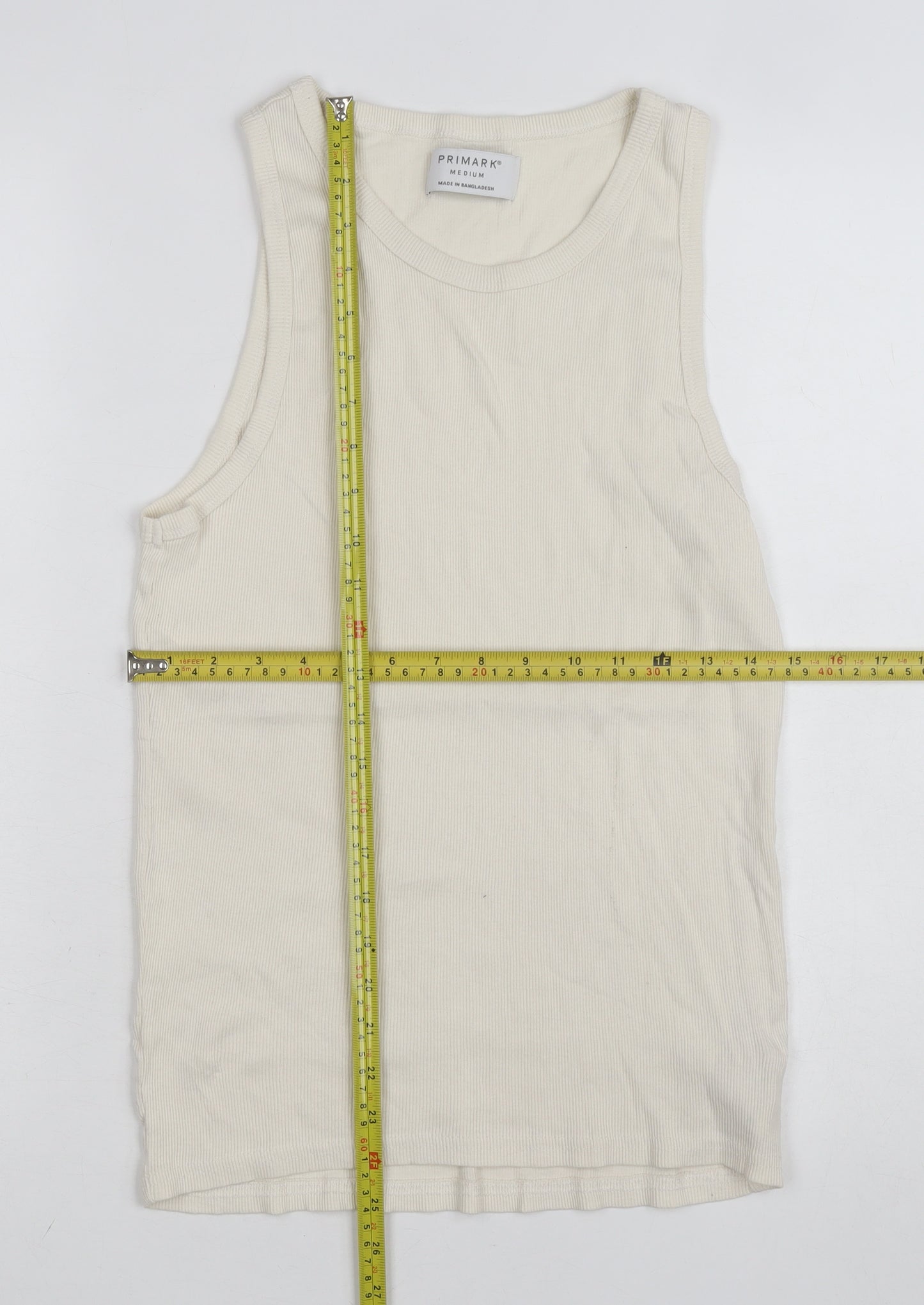 Primark Men's Ivory Sleeveless Cotton Vest Top Size M