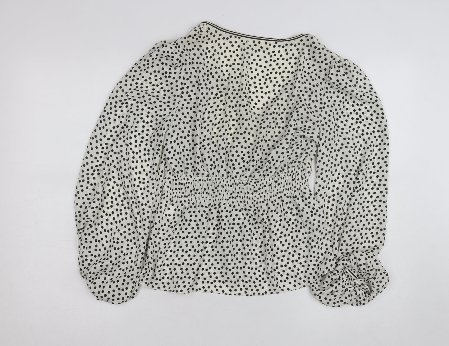 Max Studio Women’s White Polka Dot Tunic Blouse Size M Long Sleeve