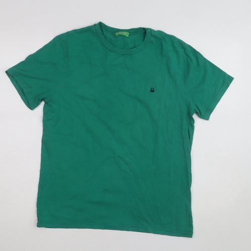 United Colors of Benetton Men's Green Cotton Crew Neck T-Shirt M