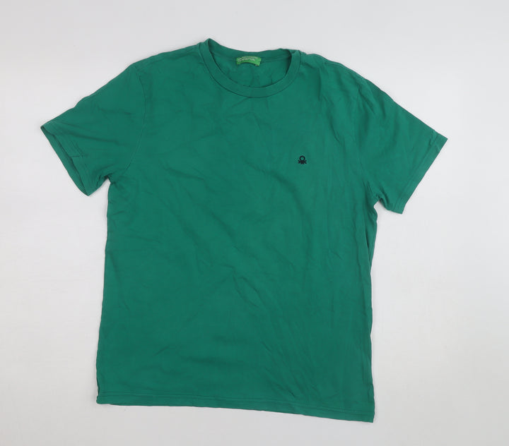 United Colors of Benetton Men's Green Cotton Crew Neck T-Shirt M