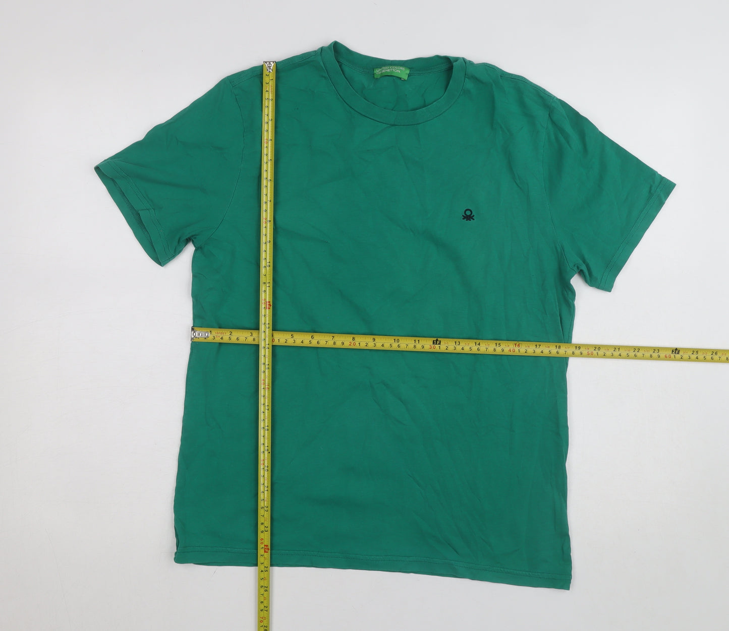 United Colors of Benetton Men's Green Cotton Crew Neck T-Shirt M