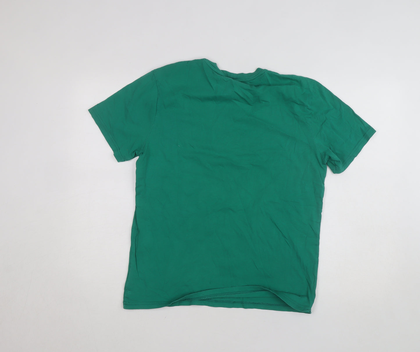 United Colors of Benetton Men's Green Cotton Crew Neck T-Shirt M