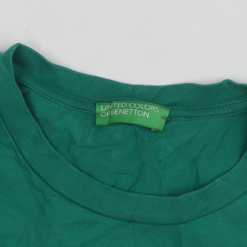United Colors of Benetton Men's Green Cotton Crew Neck T-Shirt M