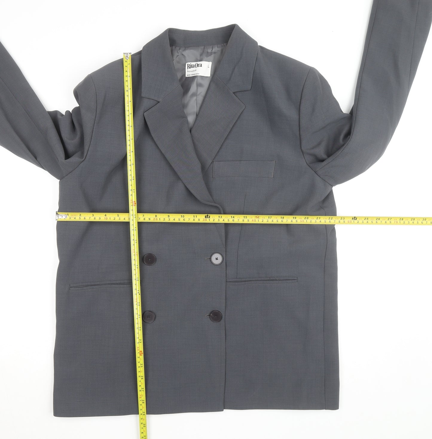 Rita Ora x Primark Women's Grey Blazer L Classic Lined Workwear Jacket