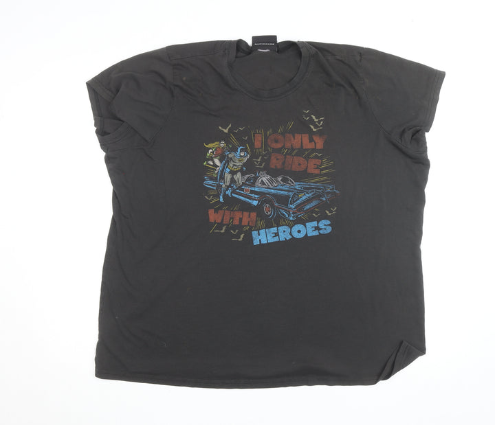 Junk Food Womens Black Superhero Graphic T-Shirt Size L