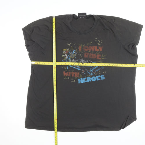 Junk Food Womens Black Superhero Graphic T-Shirt Size L
