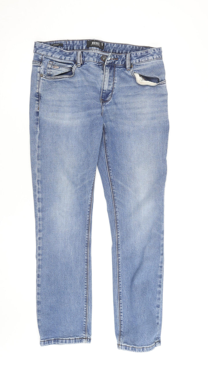 Diesel Men's Blue Regular Fit Straight Denim Jeans 32W 32L
