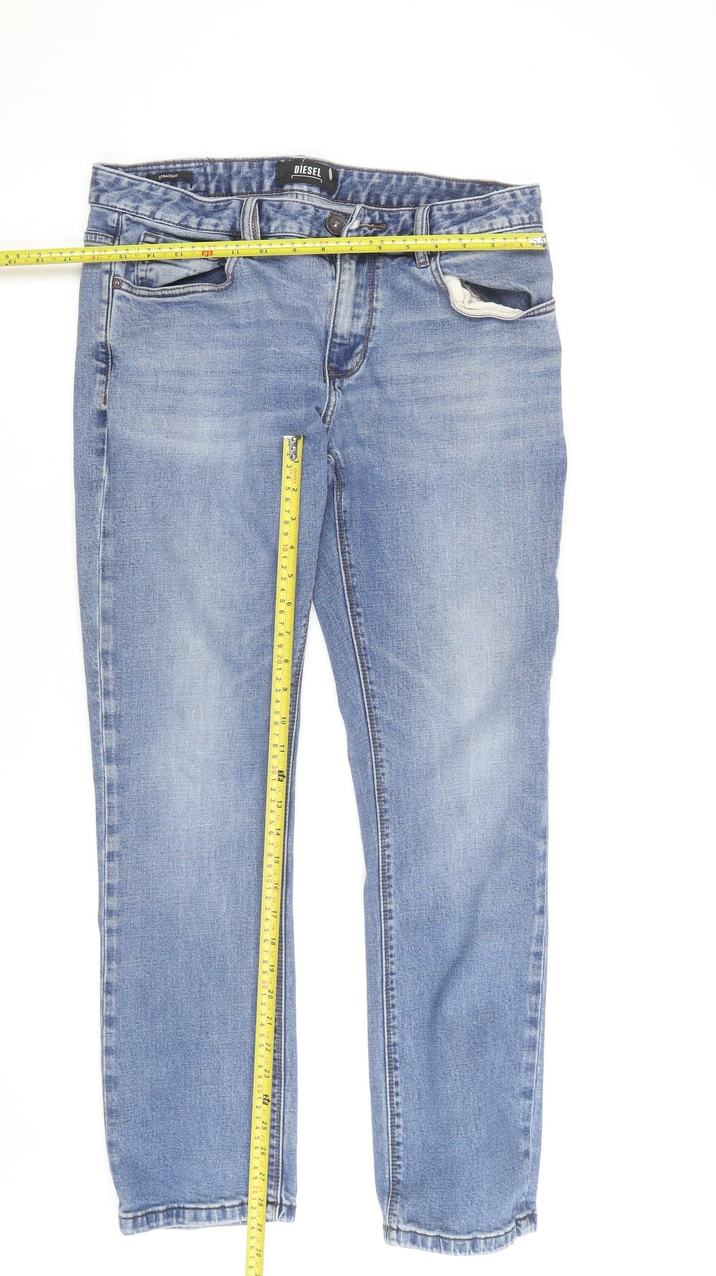 Diesel Men's Blue Regular Fit Straight Denim Jeans 32W 32L