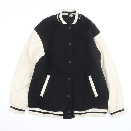 H&M Men Black Varsity Jacket XS Wool Blend Retro College Style