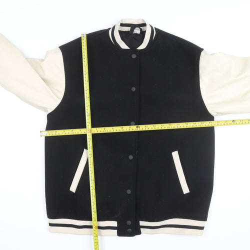 H&M Men Black Varsity Jacket XS Wool Blend Retro College Style