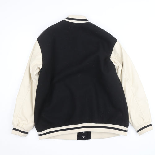 H&M Men Black Varsity Jacket XS Wool Blend Retro College Style