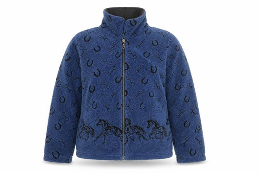 Tsunami Women's Blue Fleece Equestrian Pattern Zip Jacket M