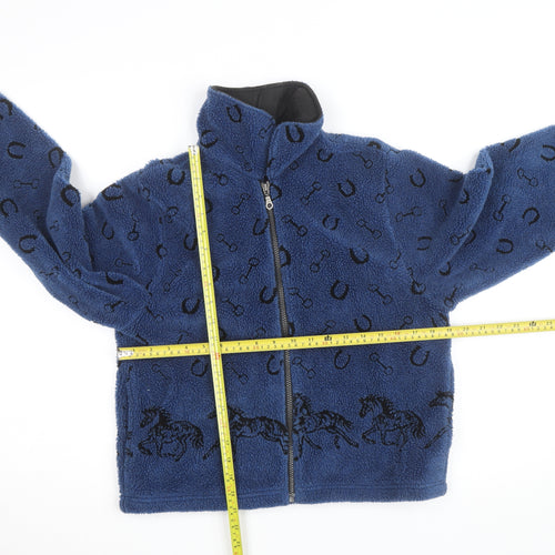 Tsunami Women's Blue Fleece Equestrian Pattern Zip Jacket M