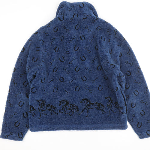 Tsunami Women's Blue Fleece Equestrian Pattern Zip Jacket M