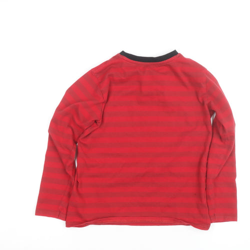 Manchester United Boys Red Long Sleeve Striped T-Shirt 8-9 Years