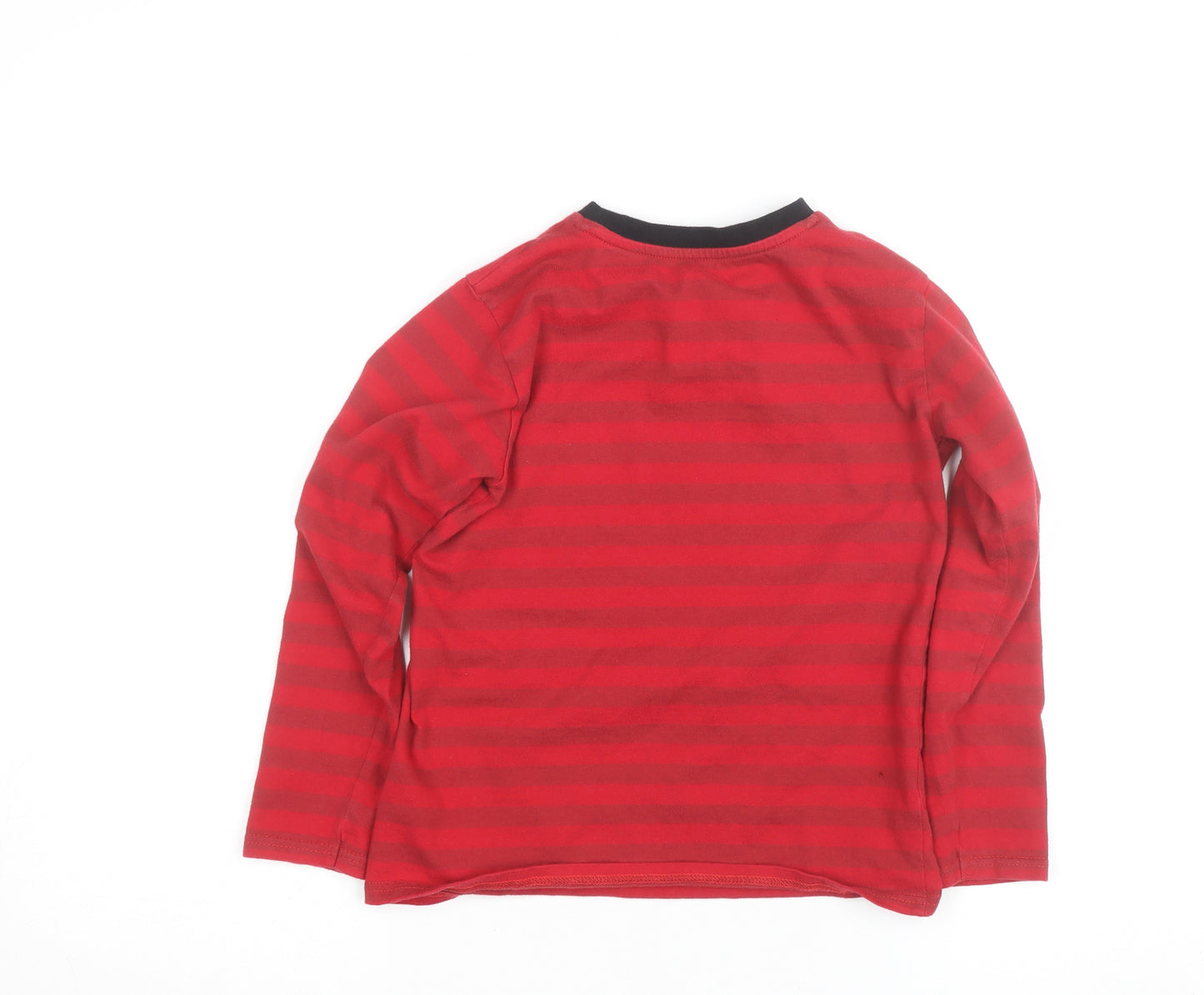 Manchester United Boys Red Long Sleeve Striped T-Shirt 8-9 Years