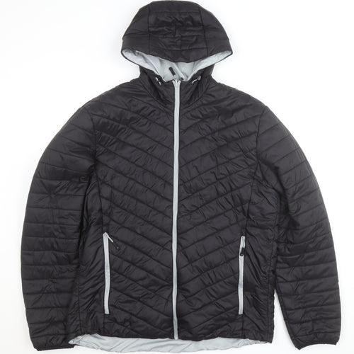 James & Nicholson Men's Black XL Puffer Jacket Hooded Lightweight