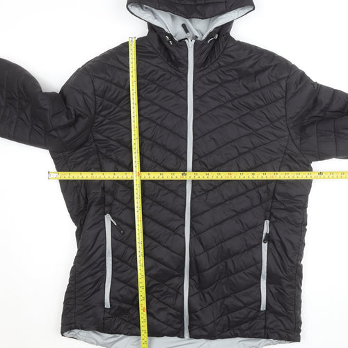 James & Nicholson Men's Black XL Puffer Jacket Hooded Lightweight