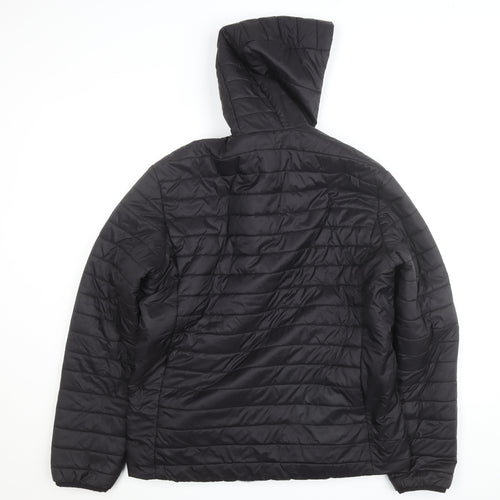 James & Nicholson Men's Black XL Puffer Jacket Hooded Lightweight