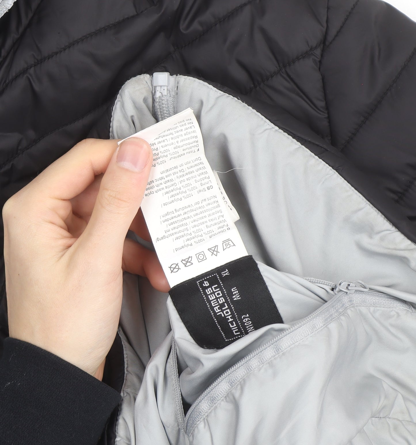 James & Nicholson Men's Black XL Puffer Jacket Hooded Lightweight