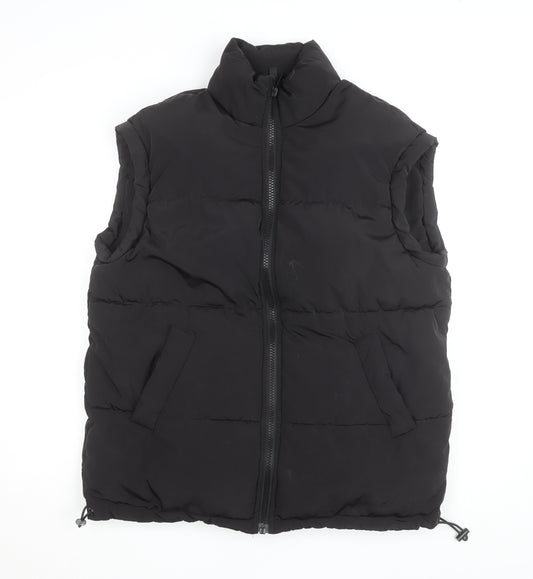 H&M Divided Mens Black Puffer Waistcoat Size S Regular Fit