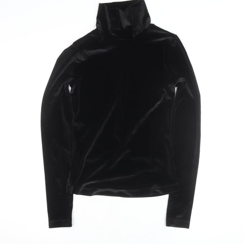 Rouje Women’s Black Velvet Roll Neck Long Sleeve Top Size S