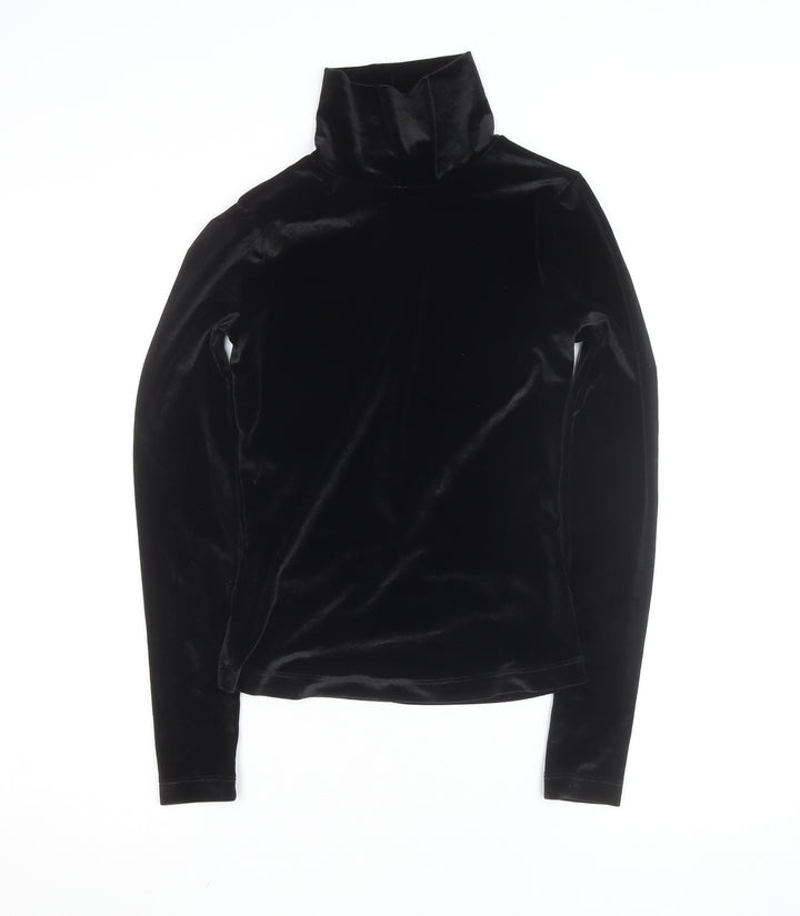 Rouje Women’s Black Velvet Roll Neck Long Sleeve Top Size S