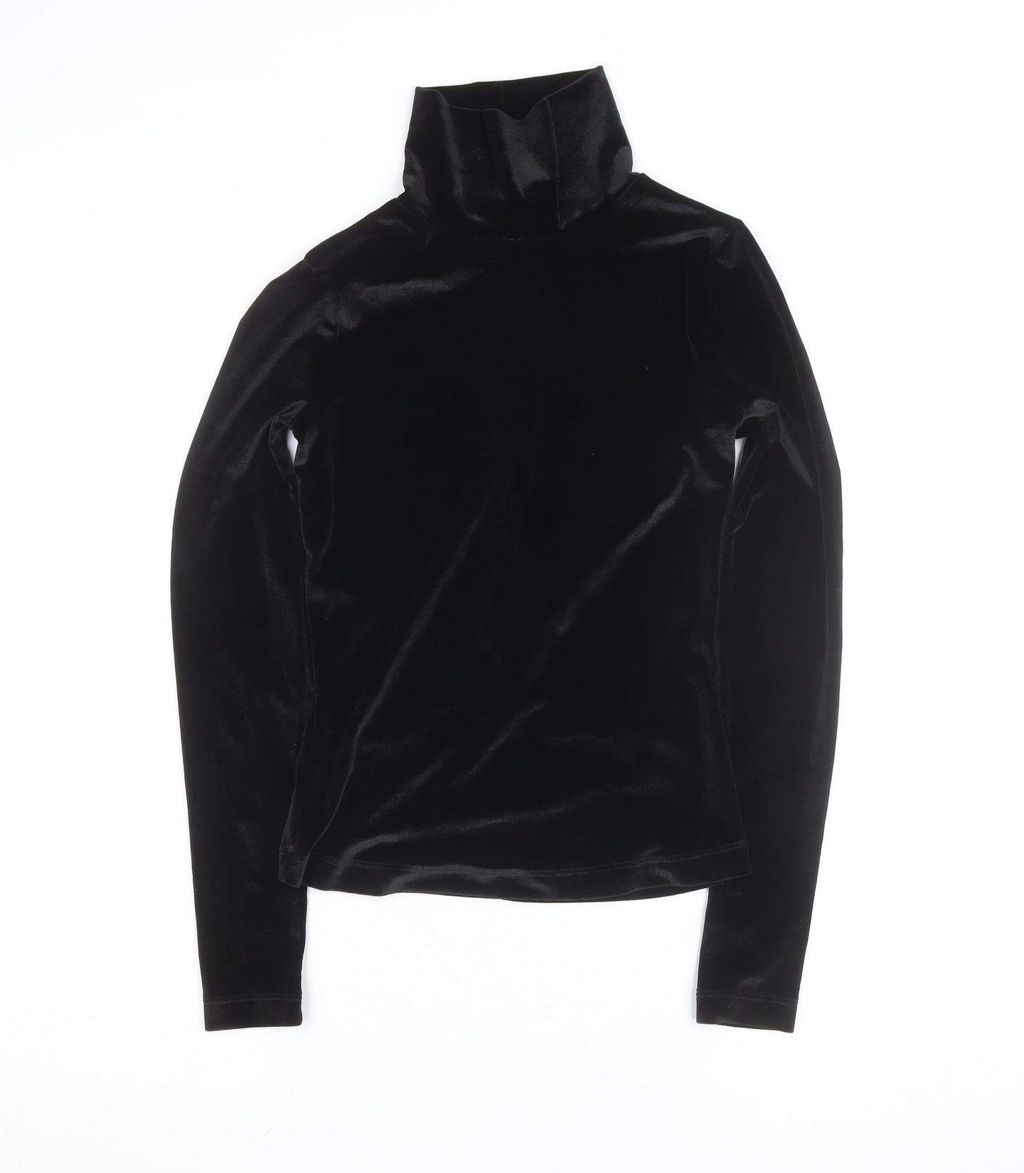 Rouje Women’s Black Velvet Roll Neck Long Sleeve Top Size S