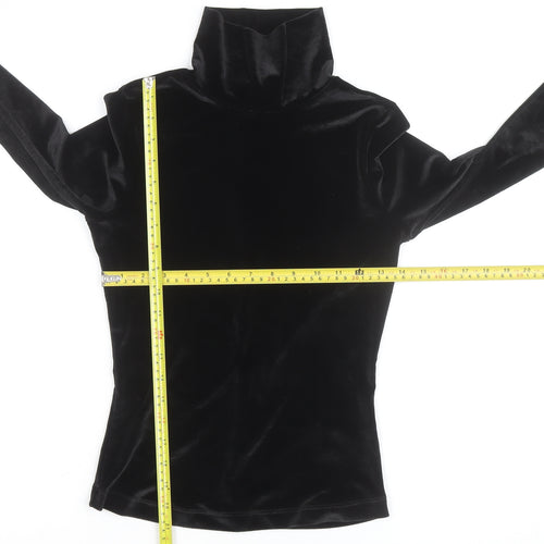 Rouje Women’s Black Velvet Roll Neck Long Sleeve Top Size S