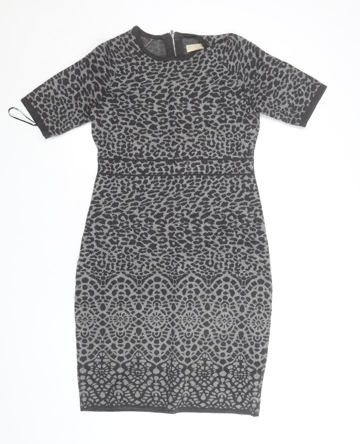 Fenn Wright Manson Women’s Grey Animal Print Sheath Dress Size M