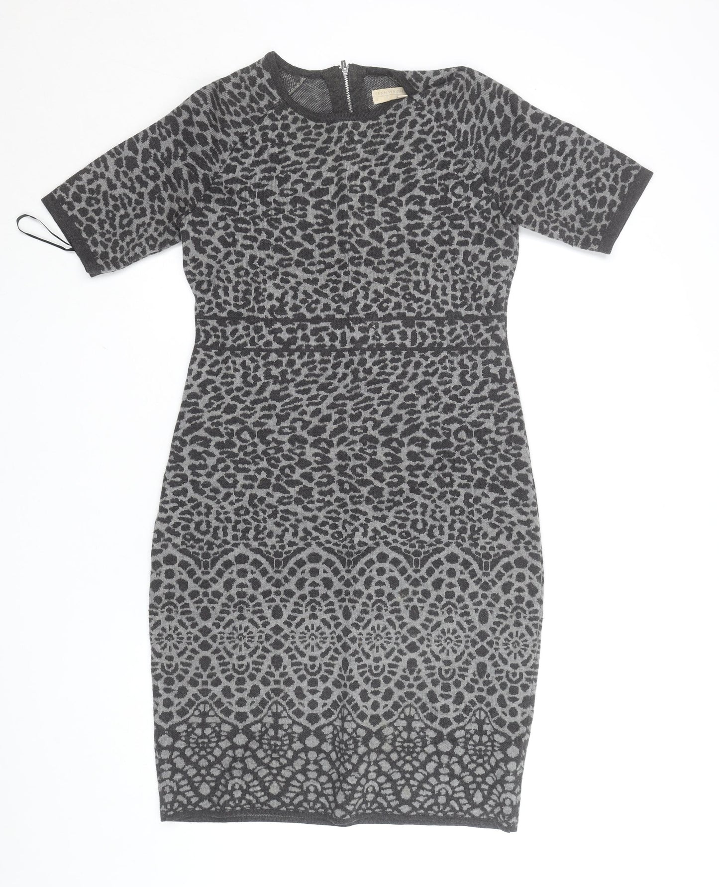 Fenn Wright Manson Women’s Grey Animal Print Sheath Dress Size M