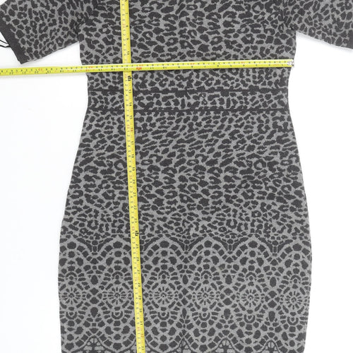 Fenn Wright Manson Women’s Grey Animal Print Sheath Dress Size M