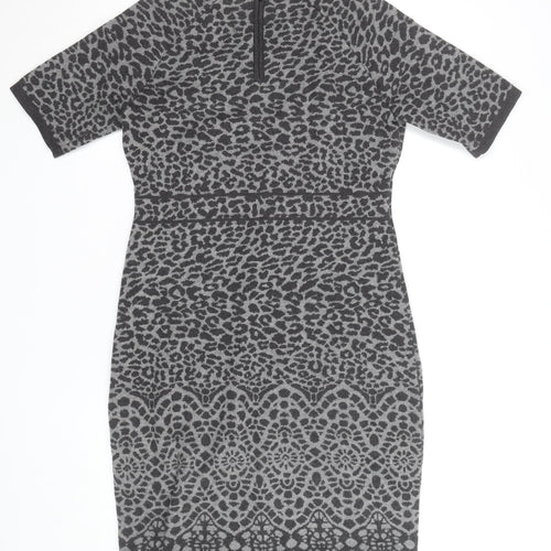 Fenn Wright Manson Women’s Grey Animal Print Sheath Dress Size M