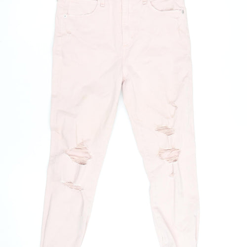 Abercrombie & Fitch Womens Pink 2 High Rise Ankle Distressed Jeans