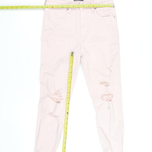 Abercrombie & Fitch Womens Pink 2 High Rise Ankle Distressed Jeans