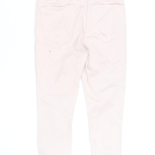 Abercrombie & Fitch Womens Pink 2 High Rise Ankle Distressed Jeans