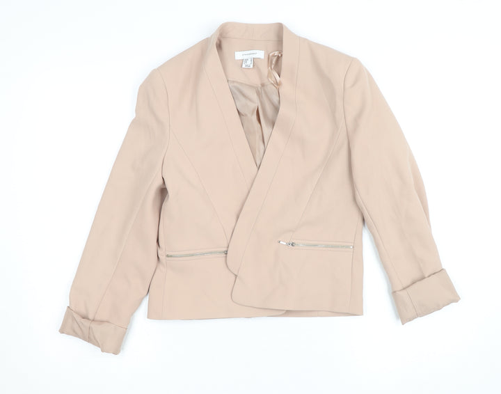 Atmosphere Women Beige Size 10 Blazer Jacket with Zip Pockets