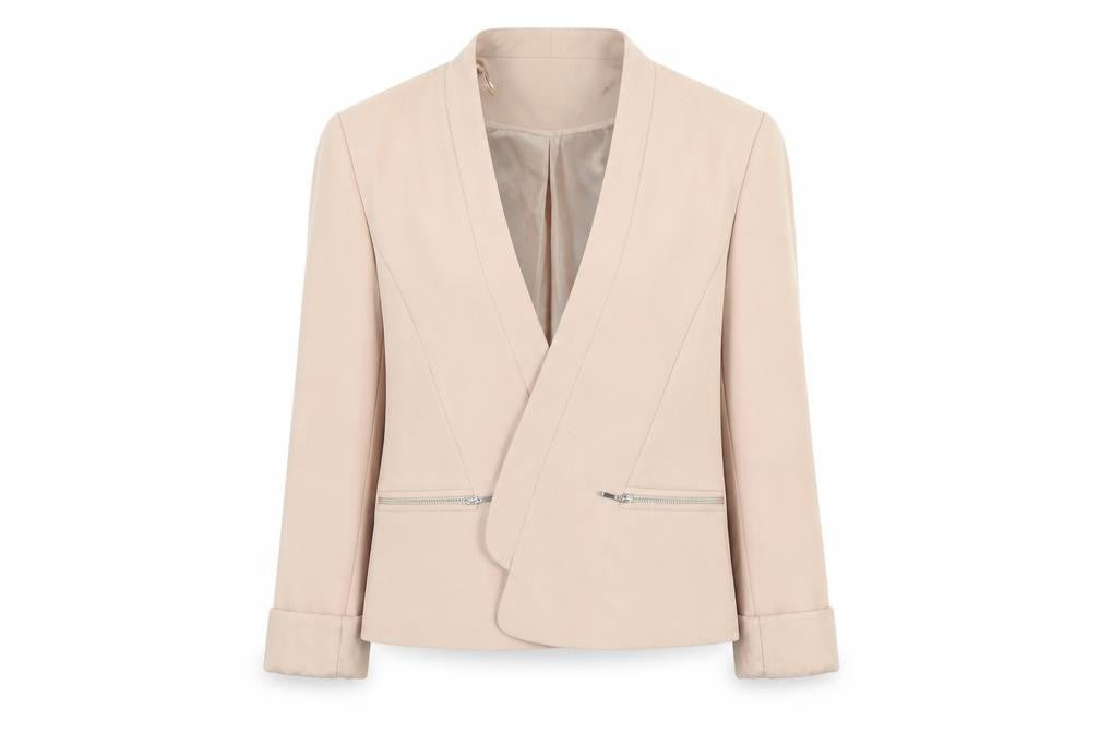 Front view of Atmosphere Women Beige, size 10, Blazer Jacket with Zip Pockets